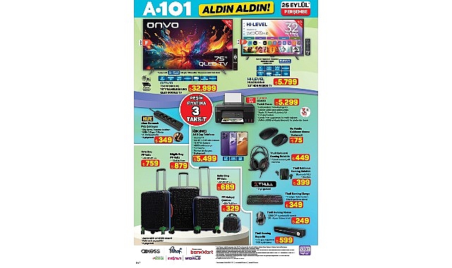 A101'de Teknolojik Ürünlerde Avantajlı Fiyatlar!