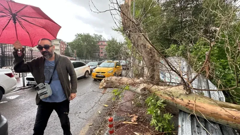 Ankara'da şiddetli rüzgar ağaçları devirdi!